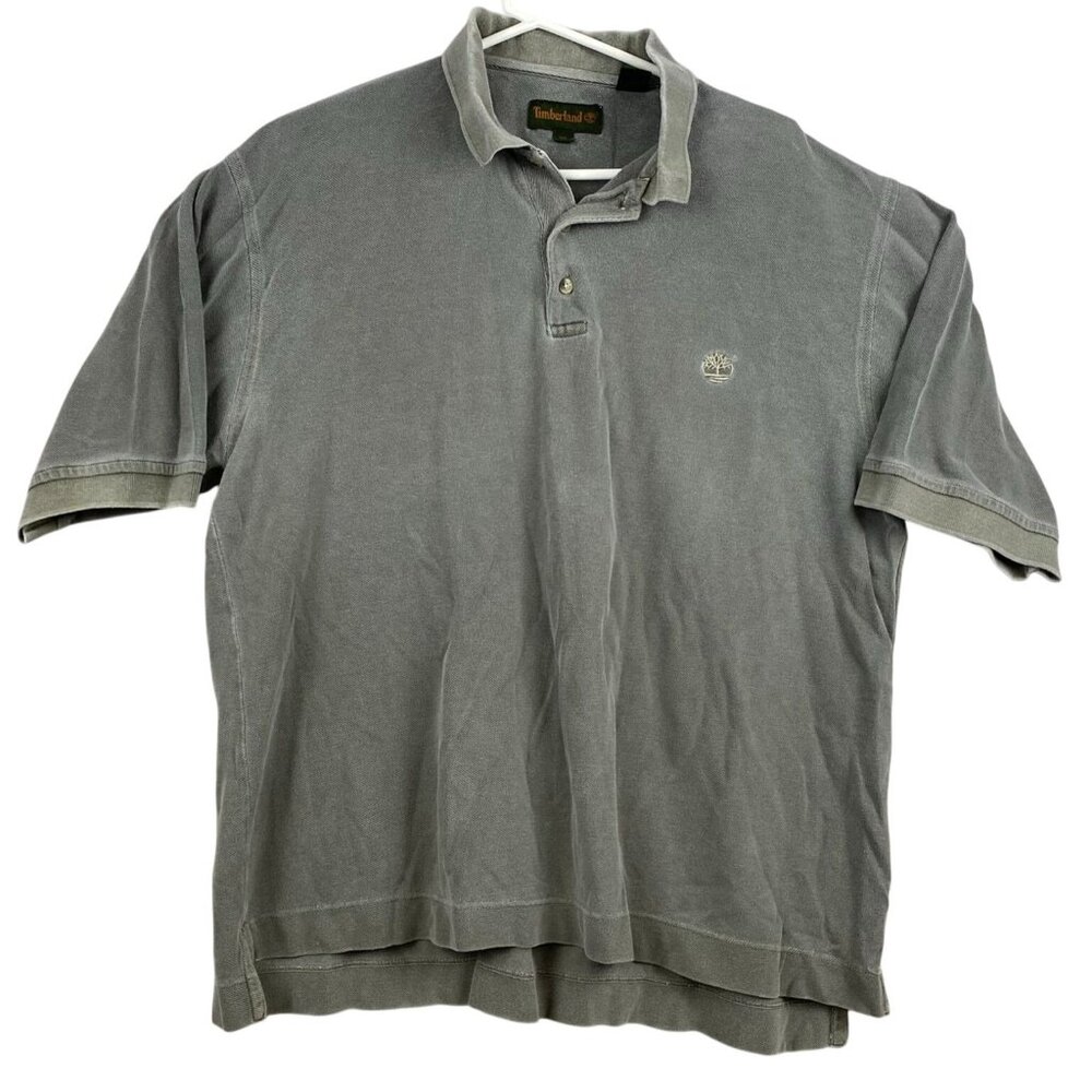 Timberland Mens Polo Shirt XL Gray 100% Cotton Embroidered Logo Casual Classic